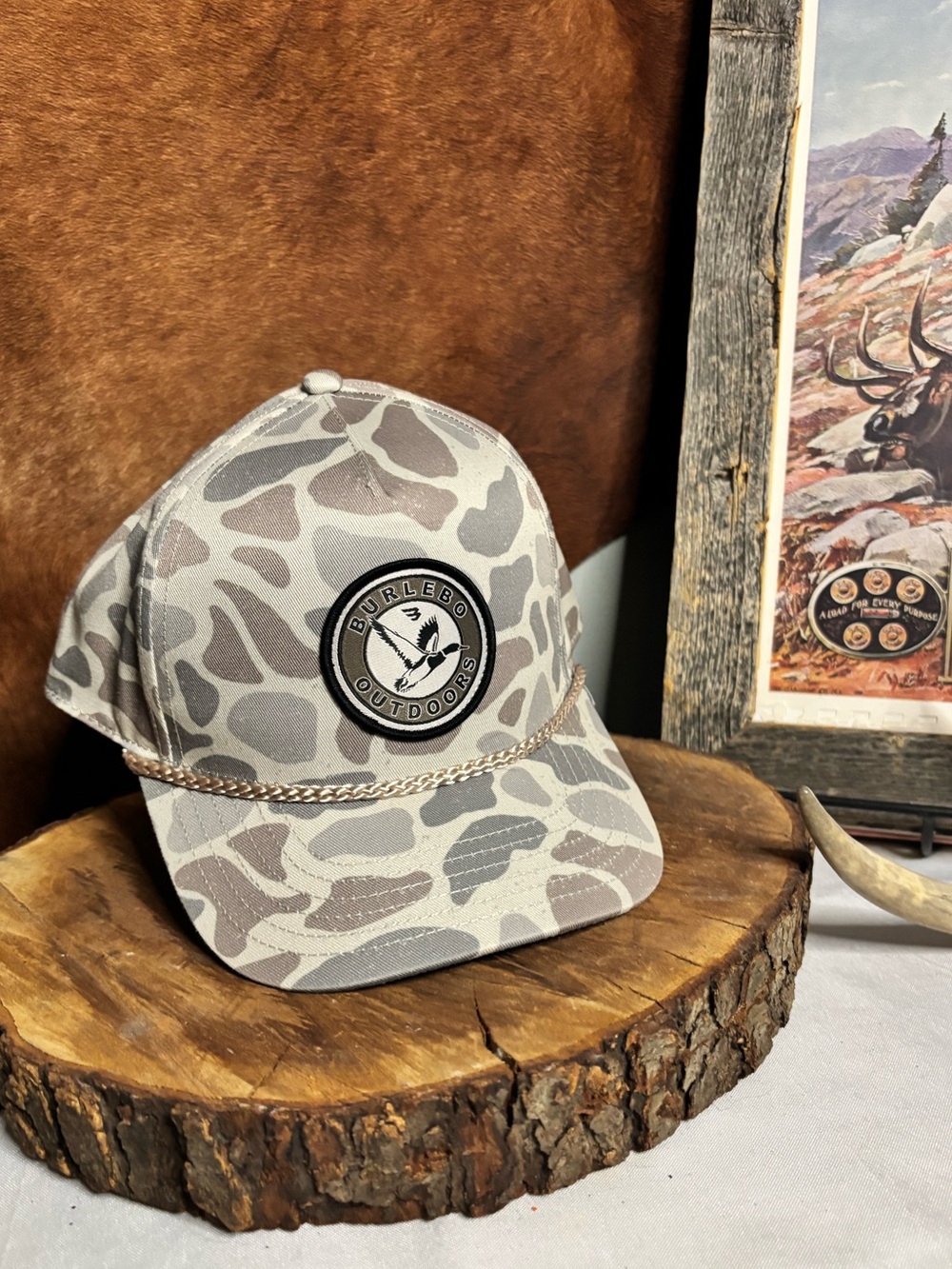 Burlebo Outdoors Duck Camo Rope Hat | Waterfowl Hunting Snapback Cap